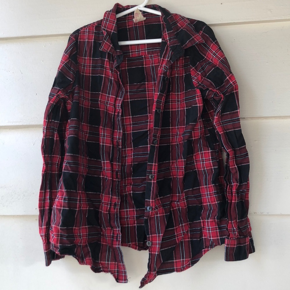 Girls red and black plaid fannel